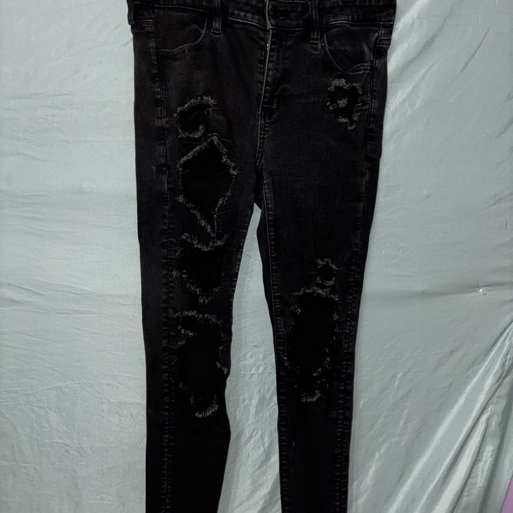 American Eagle Outfitters Black Distressed Jeggings